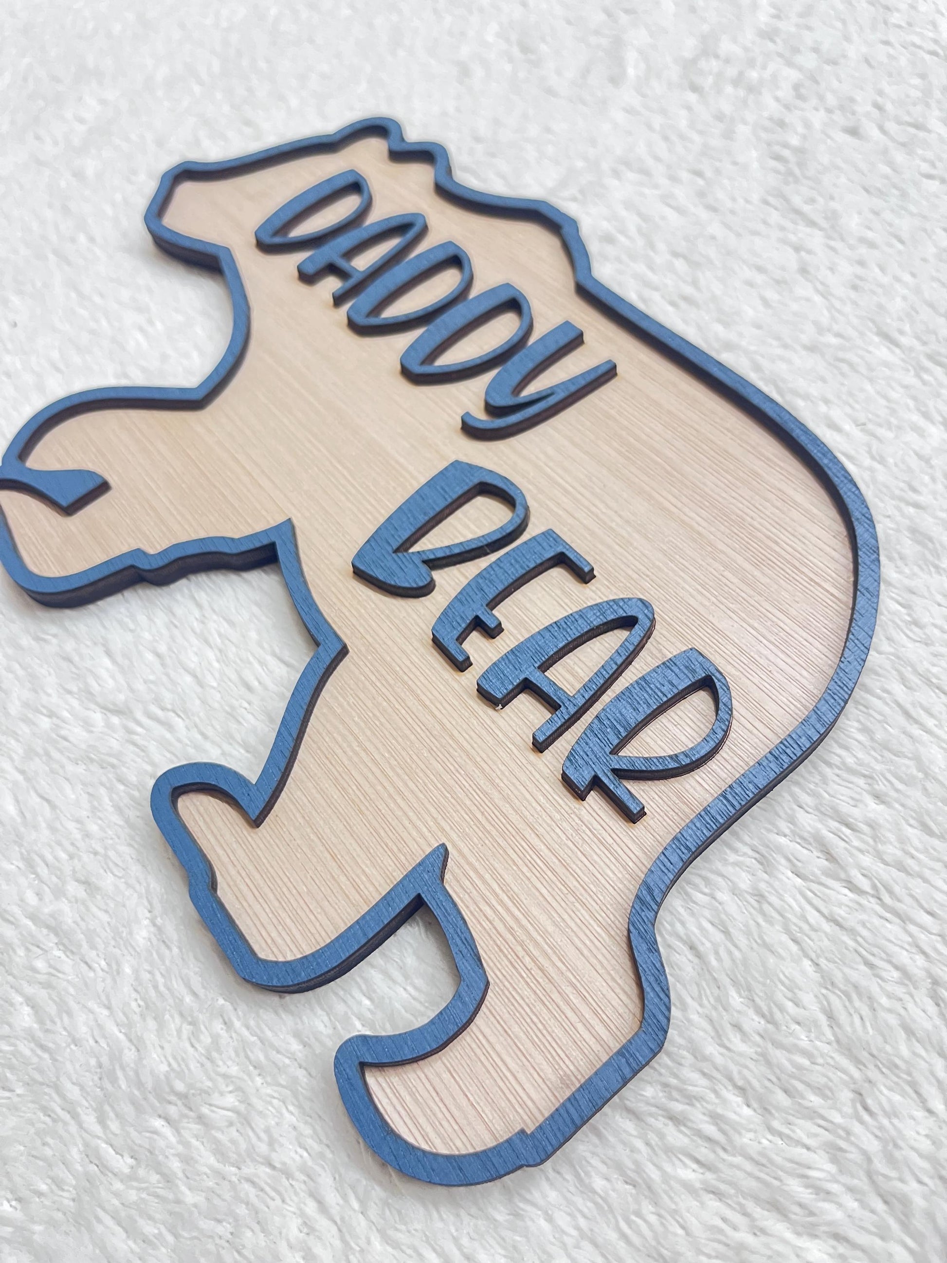 Daddy bear sign farther s Day sign for dads office Father s Day gift for man cave from son personalised name sign for daddy first plaque