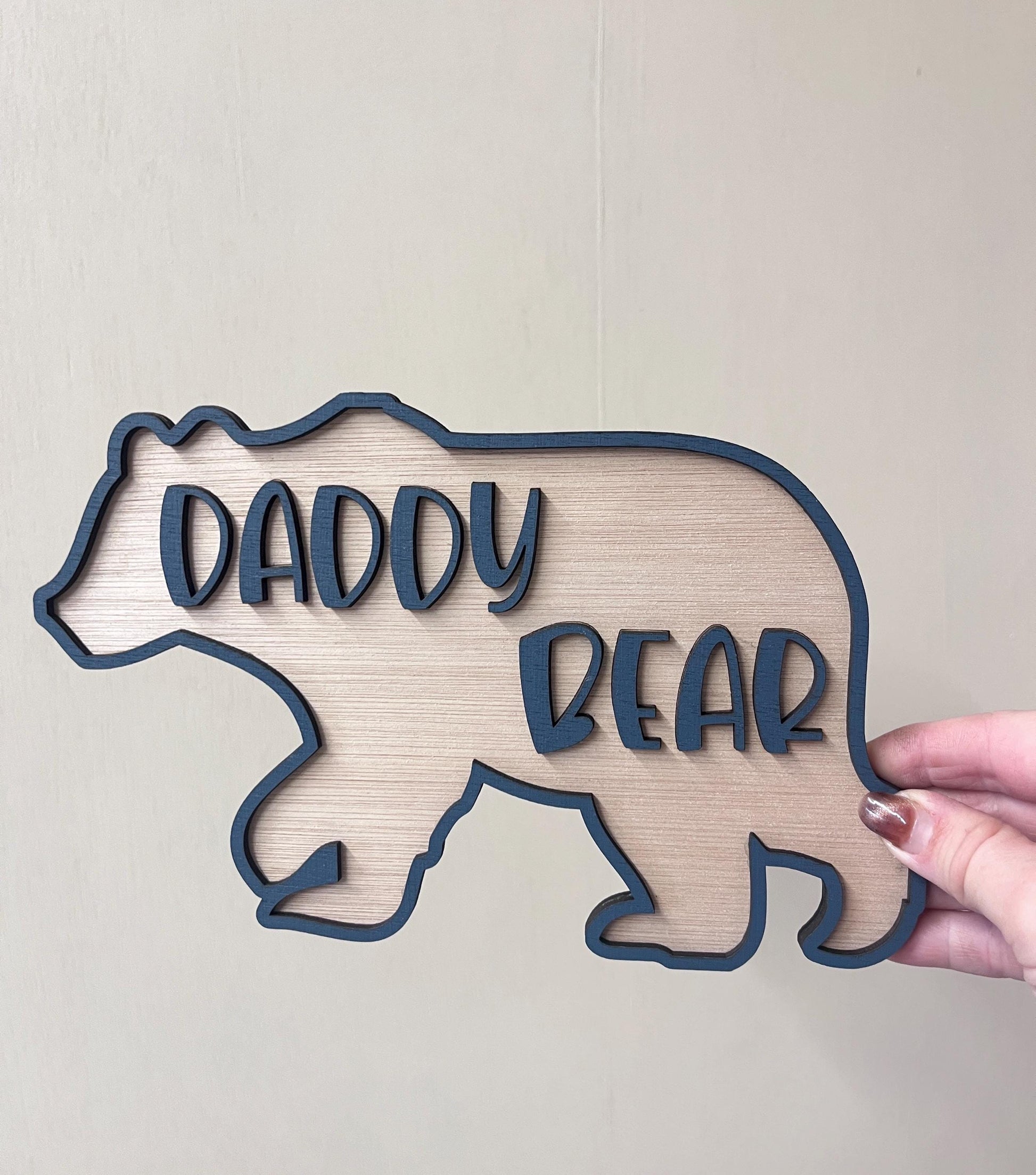 Daddy bear sign farther s Day sign for dads office Father s Day gift for man cave from son personalised name sign for daddy first plaque