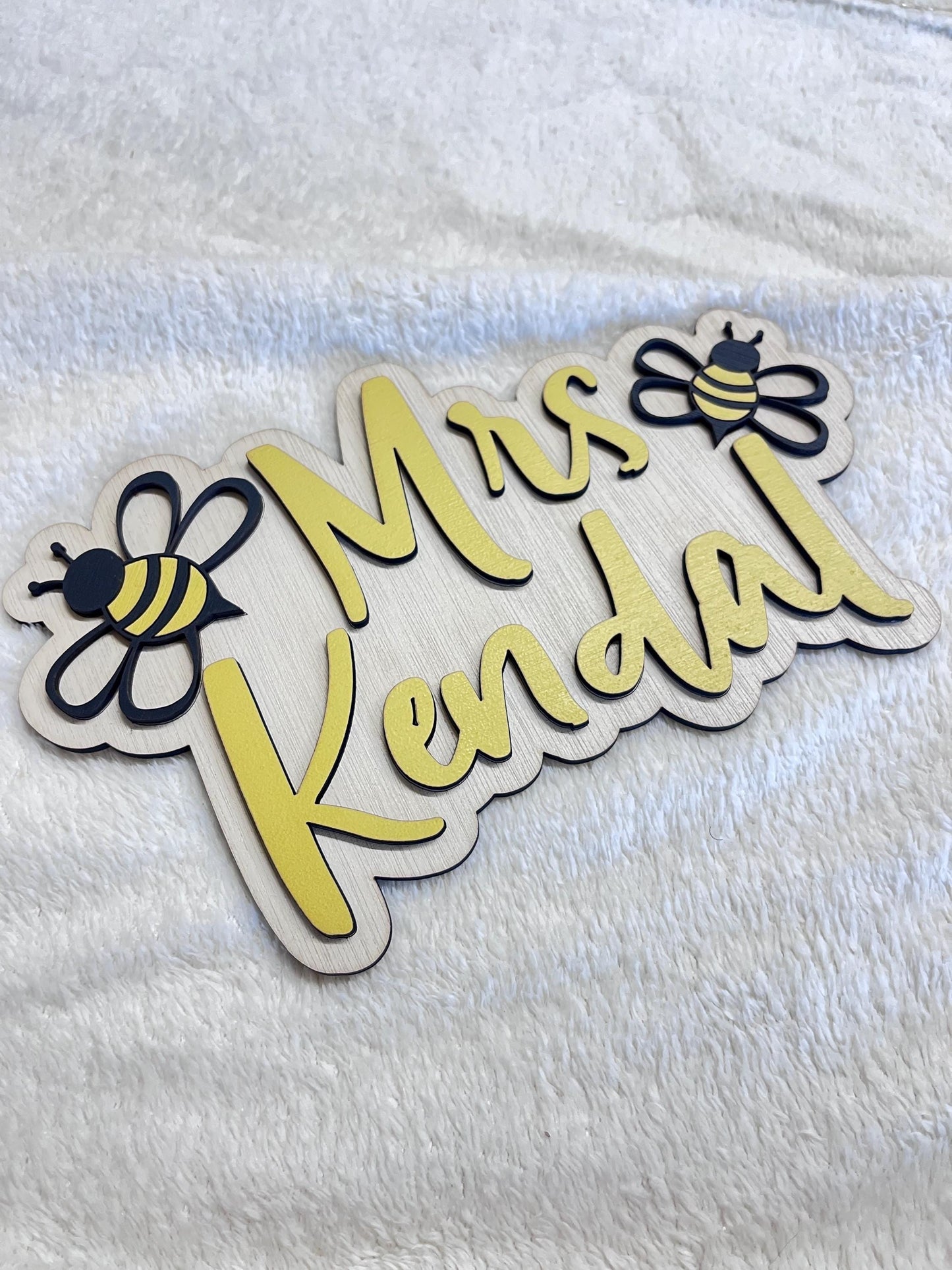 Teachers gift Bee door sign Personalised Classroom name sign for teacher end of year gift Thank you present teacher plaque teacher name sign