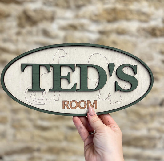 Personalised Dinosaur Wooden Door Sign Boys Room Decor dinosaur nursery Dino name plaque kids Nursery Decor Bedroom Door sign gift for son