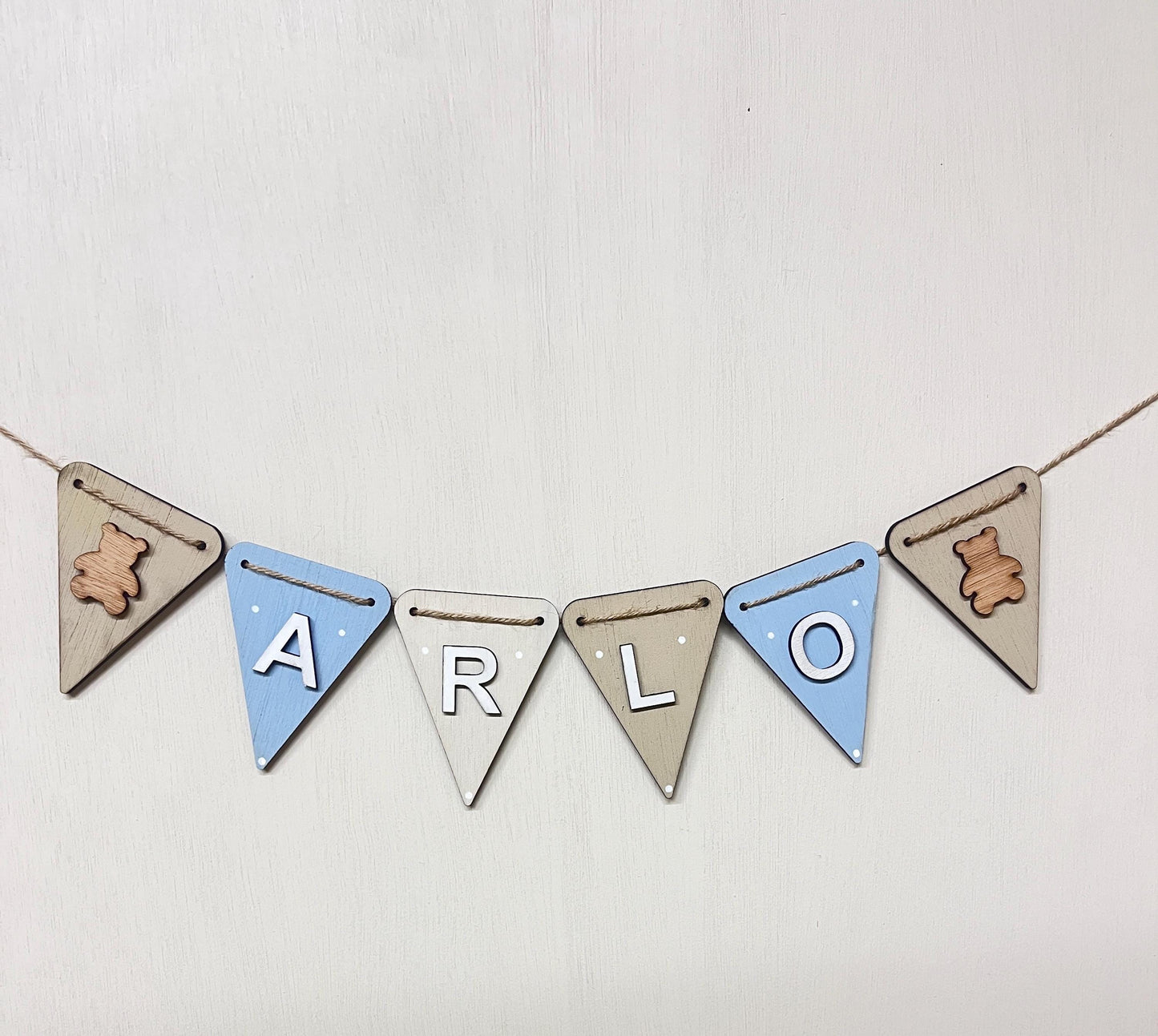 Neutral Teddy Bear Bunting Personalised Baby Name Sign wooden Nursery garland Bear Nursery decor Custom Newborn kids room wall decoration