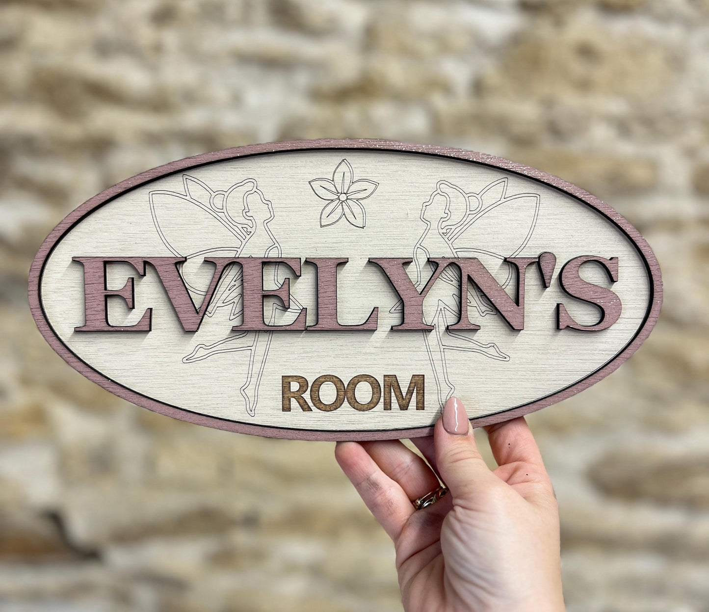 Fairy door sign girl wooden name sign kid door plaque with name Personalised nursery decor kid Name Sign baby bedroom custom