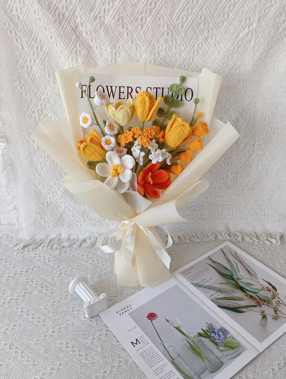 Handmade Heirloom Crochet Bouquet: Large, festive, and foreve floral arrangement, personalized gift for her