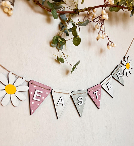 Daisy Easter bunting decorations garland for tree Easter wall hanging Easter home decorations pastel bunting spring daisy flower decoration
