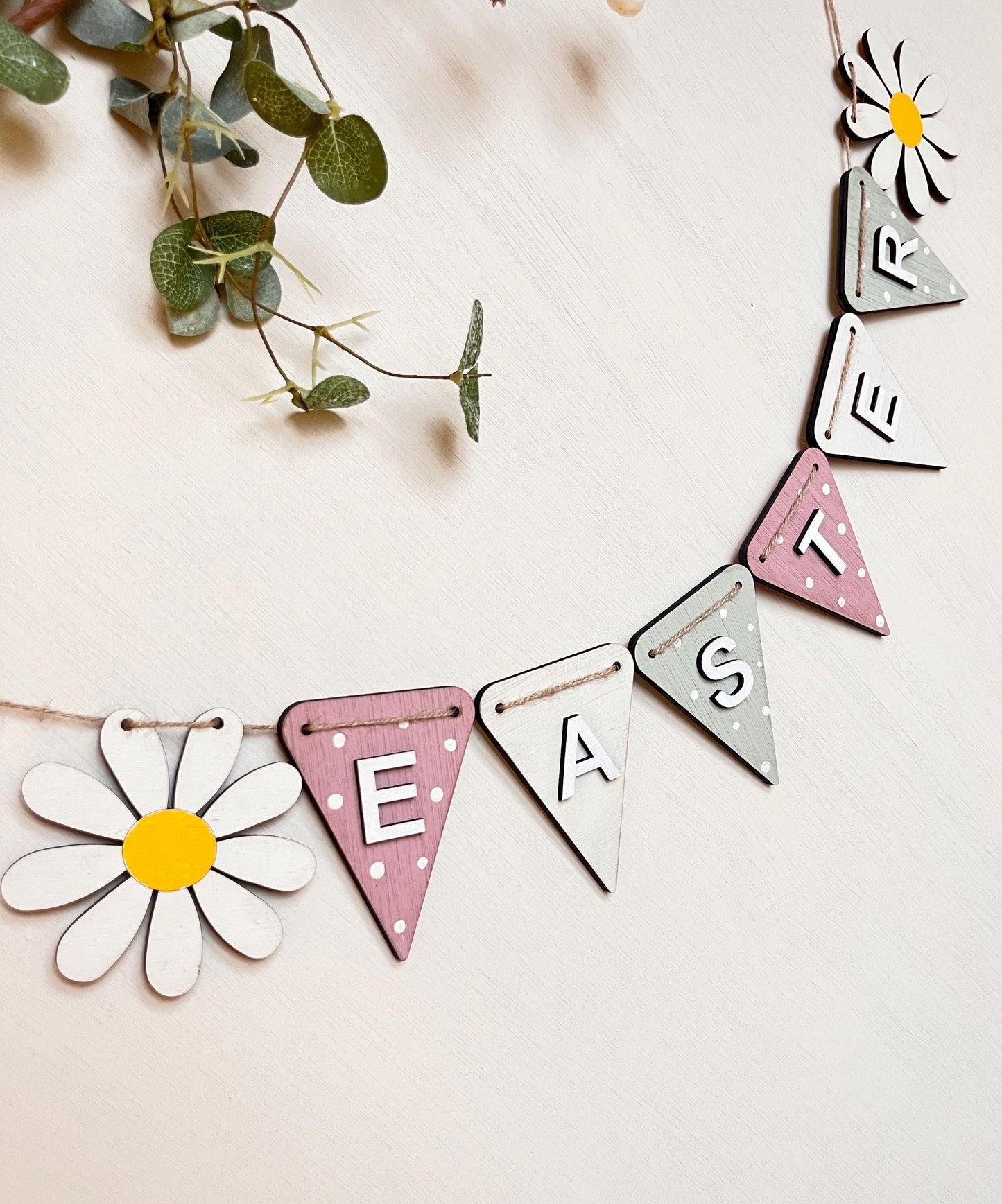 Spring Bunting Easter Garland Decor Pastel Wooden Spring garland for fire place Seasonal garland gift for mother in law Easter decoration