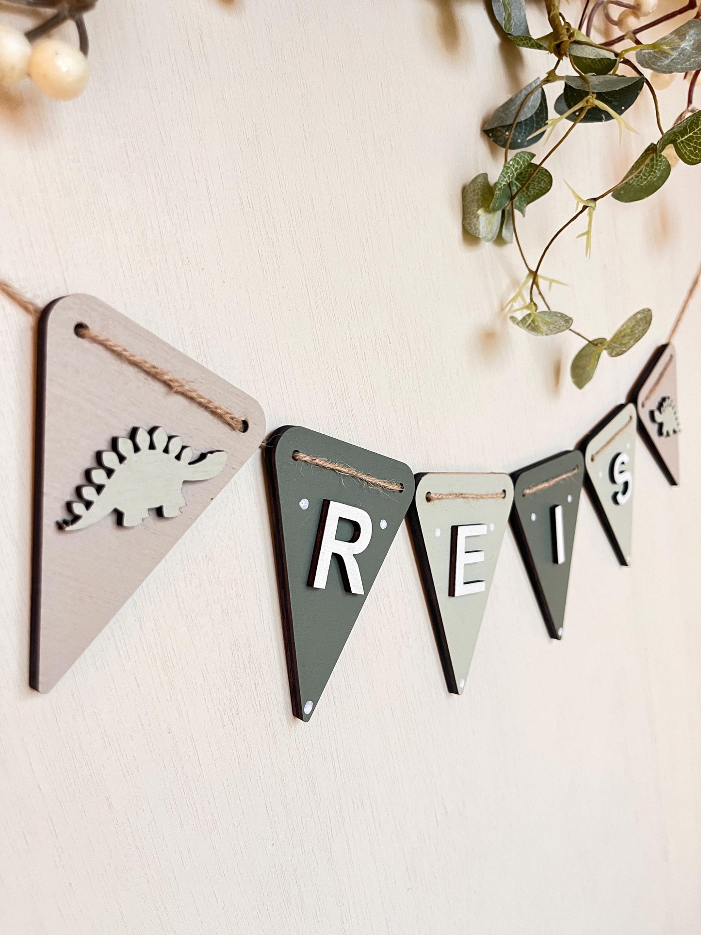 Dinosaur Garland Personalised boy Nursery Decor Dino Name Bunting kids dinosaur bedroom decor custom toddler name sign gift for grandson