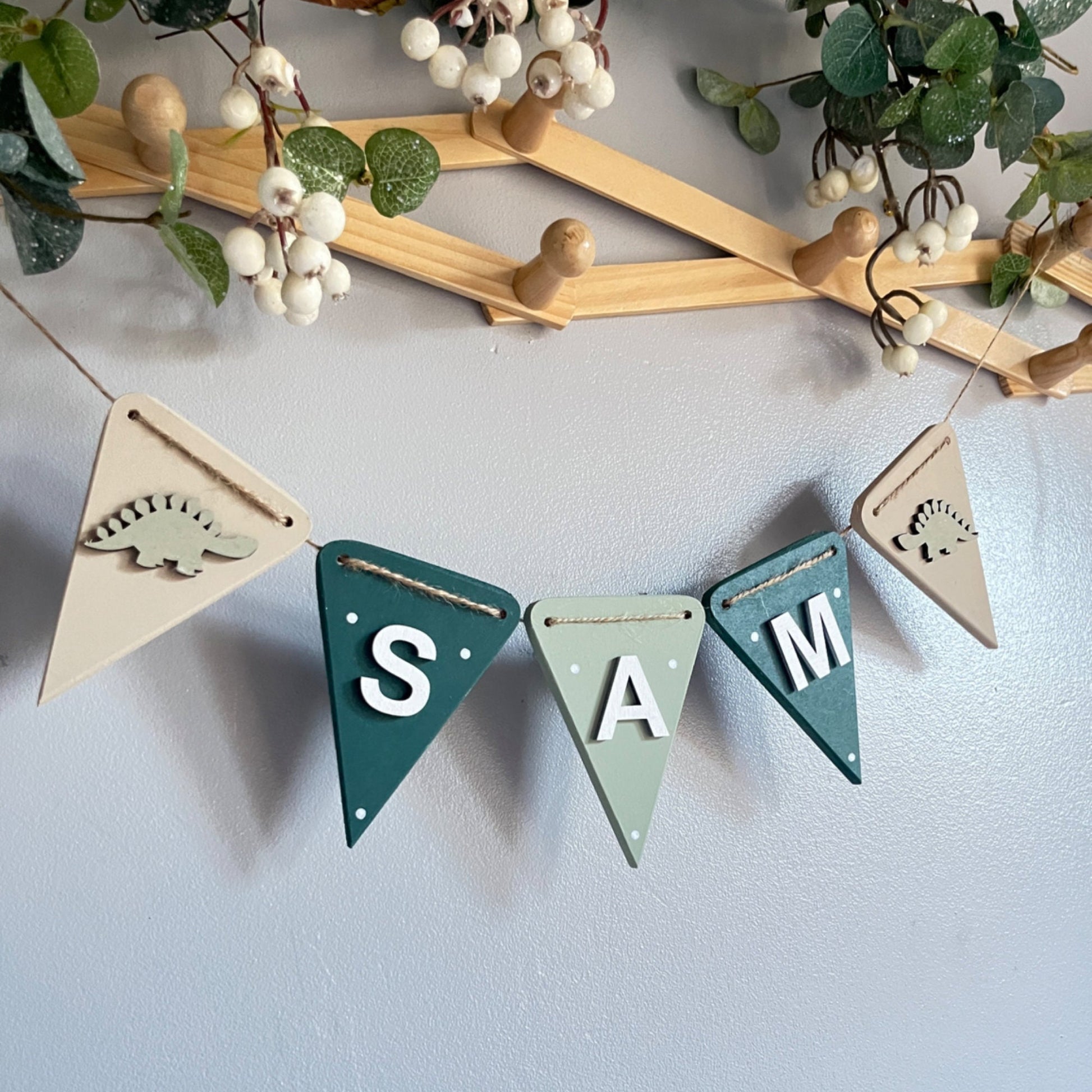 Dinosaur Garland Personalised boy Nursery Decor Dino Name Bunting kids dinosaur bedroom decor custom toddler name sign gift for grandson