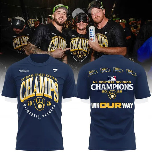 ..M.Brewers 2026 NL CENTRAL CHAMPIONS T-Shirt - ?????? Win Our Way 2026 v4