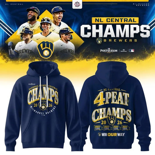 .M.Brewers 2026 NL CENTRAL 4PEAT CHAMPIONS Hoodie NN