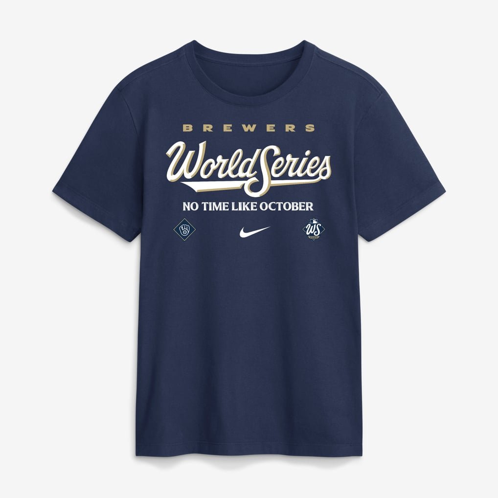 _.M.Brewers 2026 World Series "No Time Like October" Navy T-Shirt NN